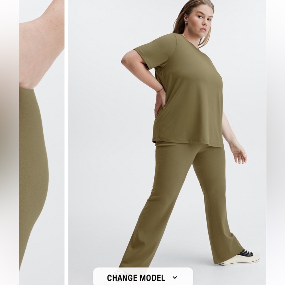 Fabletics Womens 24/7 Flare Pants in Night Owl Green